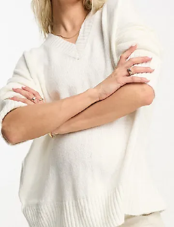 Pulover Asos Maternity, ecru Alb