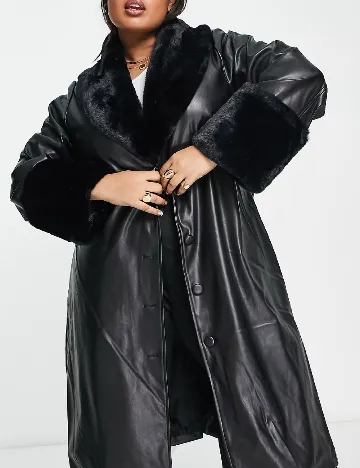 Palton Qed London Plus Size, negru Negru