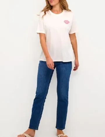 Tricou Kaffe, ecru Alb