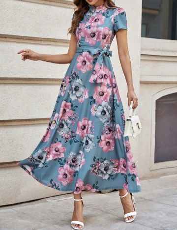 Rochie lunga SHEIN, albastru/roz