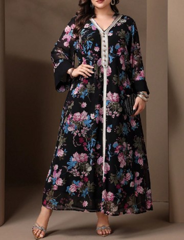 Rochie lunga Toleen Plus Size, floral