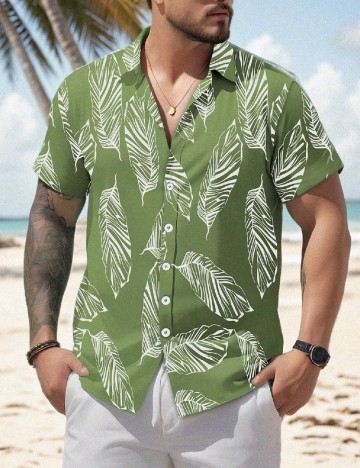 Camasa SHEIN Plus Size Men, verde