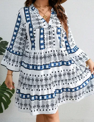 Rochie scurta SHEIN CURVE, alb/albastru Alb