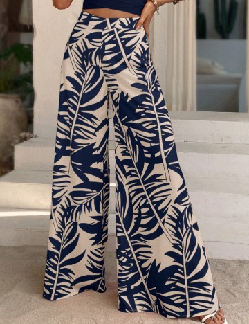Pantaloni SHEIN, alb/bleumarin