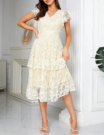 Rochie medie Ticosa, crem Crem