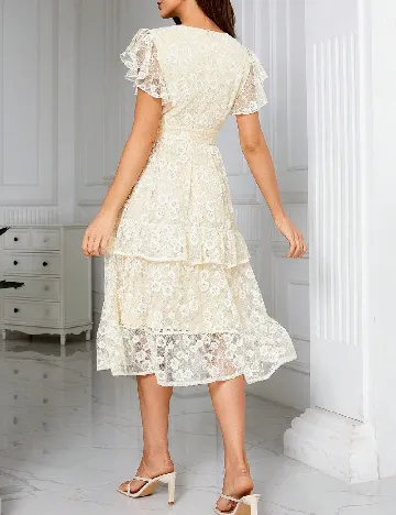 Rochie medie Ticosa, crem Crem