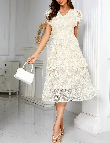Rochie medie Ticosa, crem Crem