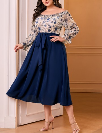 Rochie medie SHEIN CURVE, albastru