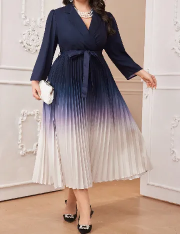 Rochie lunga SHEIN CURVE, bleumarin/alb Albastru