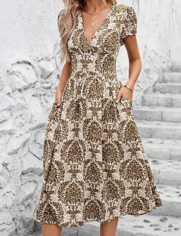 Rochie medie SHEIN, crem/maro Maro
