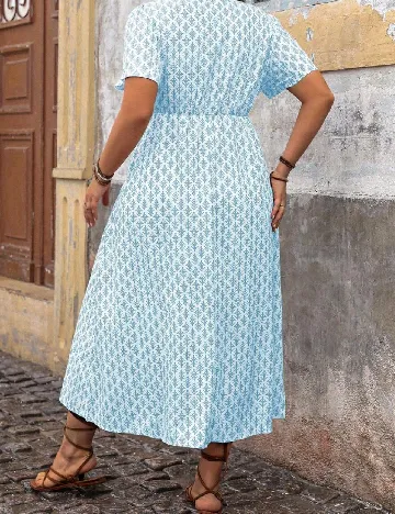 Rochie lunga SHEIN CURVE, alb/albastru Albastru