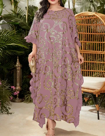 Rochie lunga SHEIN CURVE, roz/auriu Roz