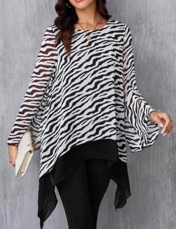 Bluza SHEIN, alb/negru