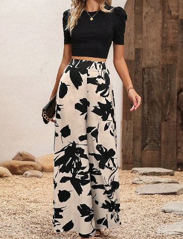 Compleu SHEIN, negru/crem