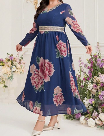 Rochie lunga SHEIN CURVE, bleumarin
