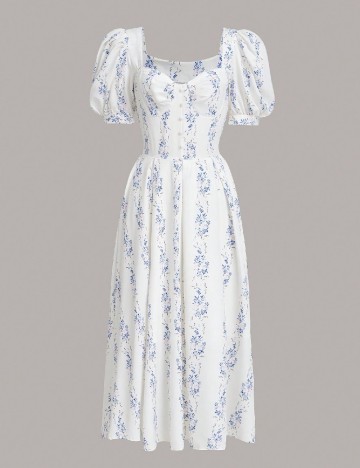 Rochie lunga SHEIN, alb/albastru
