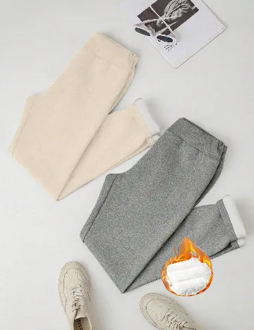 Set pantaloni 2 perechi SHEIN, crem/gri Gri