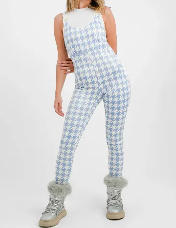 Salopeta de ski Threadbare, alb/albastru Albastru