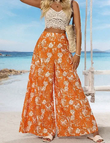 Pantaloni SHEIN, alb/portocaliu Portocaliu