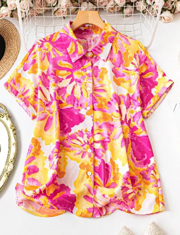 Camasa SHEIN CURVE, floral print Floral print