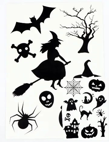 Set stickere autocolante Halloween W&O Products, negru Negru