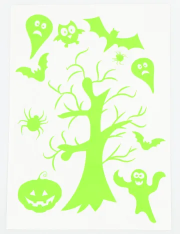 Set stickere autocolante Halloween W&O Products, verde neon Verde