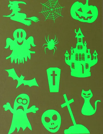 Set stickere autocolante Halloween W&O Products, verde neon Verde