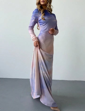 Rochie lunga SHEIN, crem/mov