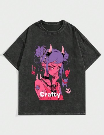 Tricou Oversize Romwe, gri inchis