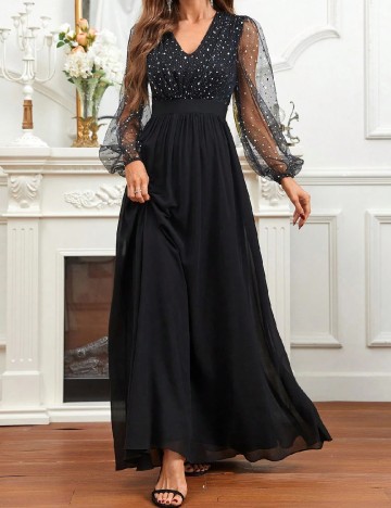 Rochie lunga SHEIN, negru/argintiu