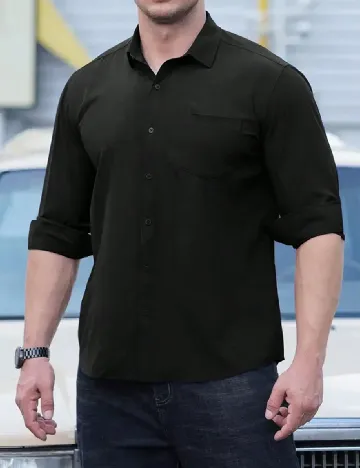 Camasa SHEIN Plus Size Men, negru Negru