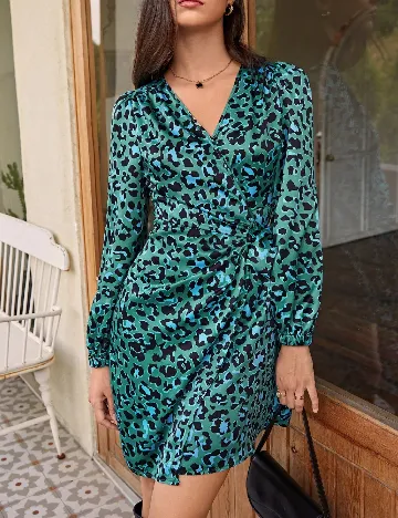 Rochie scurta SHEIN, verde/negru Verde