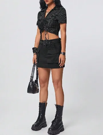 Top SHEIN, negru/alb Negru