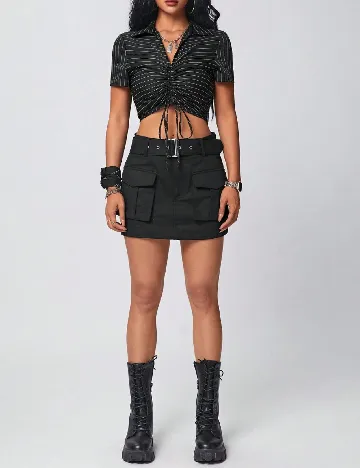 Top SHEIN, negru/alb Negru