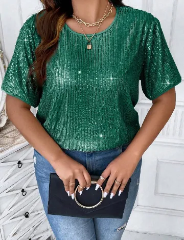 Bluza SHEIN CURVE, verde Verde
