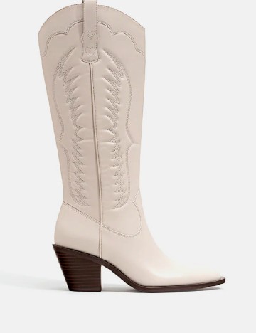 Cizme Stradivarius, crem