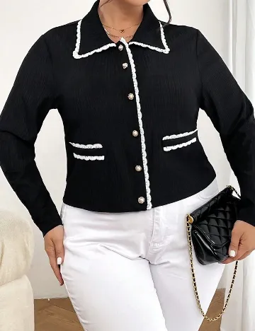 Bluza SHEIN CURVE, negru/alb Negru