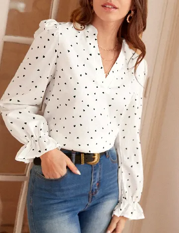 Bluza SHEIN, alb/verde Alb
