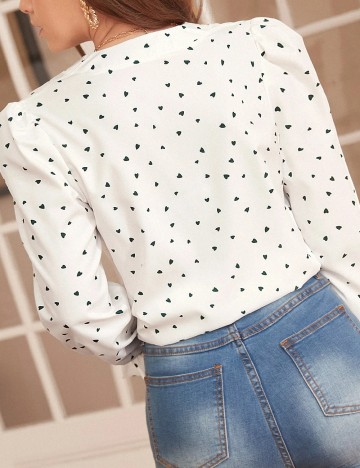 Bluza SHEIN, alb/verde