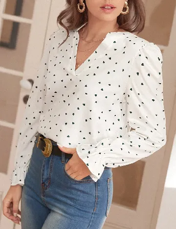 Bluza SHEIN, alb/verde Alb