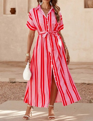 Rochie lunga SHEIN, roz/rosu