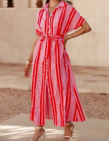 Rochie lunga SHEIN, roz/rosu