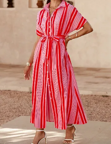 Rochie lunga SHEIN, roz/rosu Roz